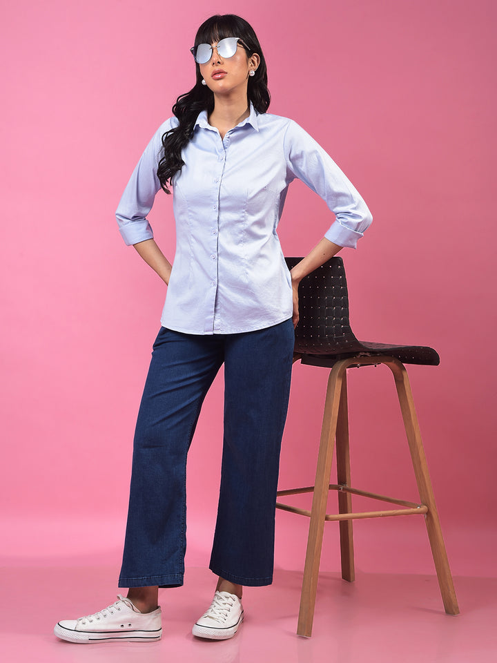 Stylish Blue Shirt – Perfect For Effortless Adventures-Women Shirts-Crimsoune Club