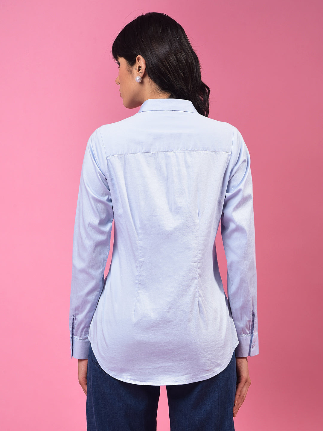 Stylish Blue Shirt – Perfect For Effortless Adventures-Women Shirts-Crimsoune Club