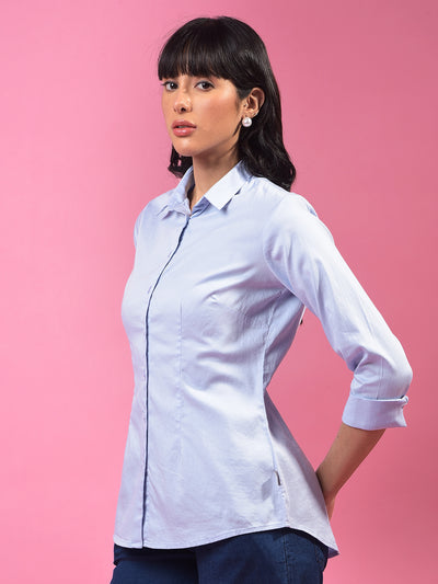 Stylish Blue Shirt – Perfect For Effortless Adventures-Women Shirts-Crimsoune Club