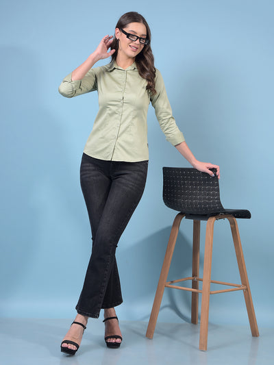 Women's Green Shirt-Women Shirts-Crimsoune Club