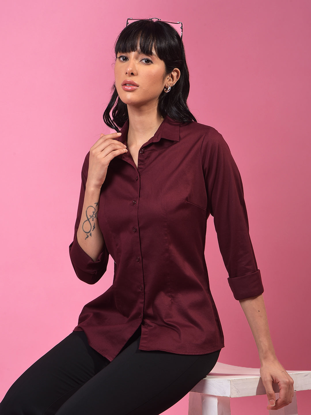 Bold Maroon Shirt– Elevate Your Outdoor Style-Women Shirts-Crimsoune Club