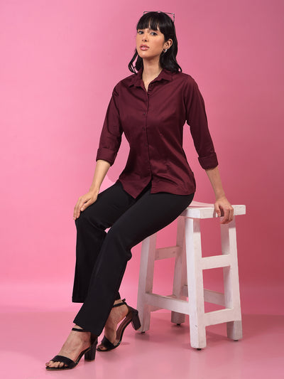 Bold Maroon Shirt– Elevate Your Outdoor Style-Women Shirts-Crimsoune Club