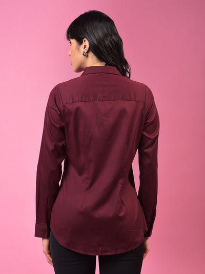Bold Maroon Shirt– Elevate Your Outdoor Style-Women Shirts-Crimsoune Club