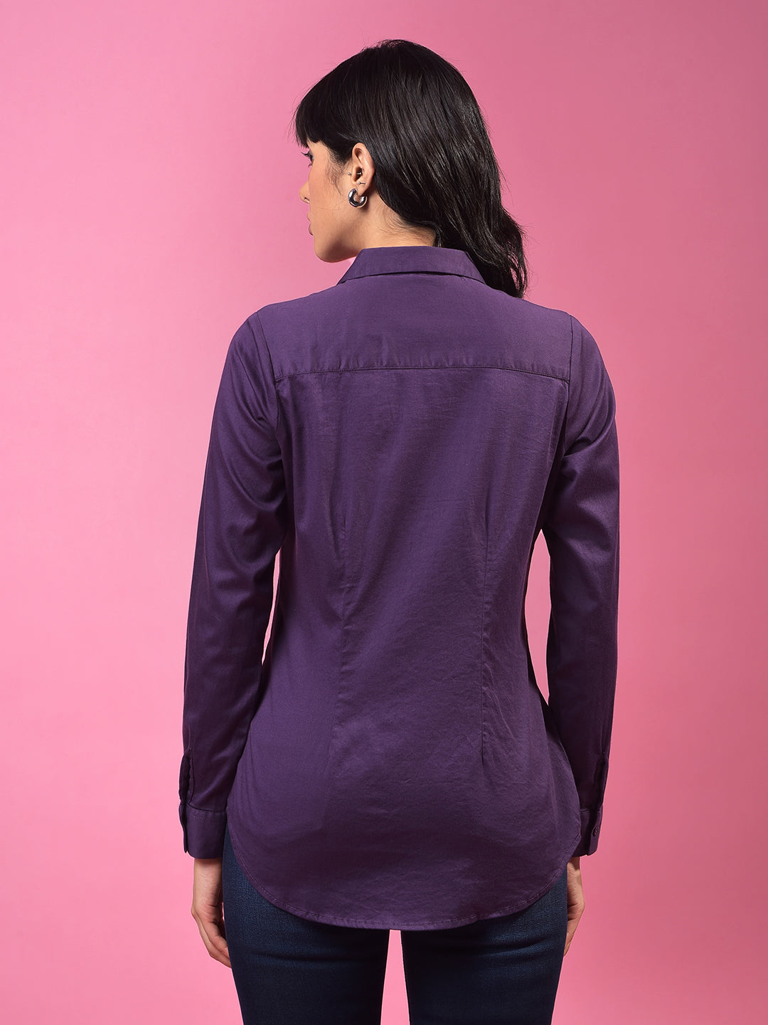 Stunning Deep Purple Shirt – Your Go-To For Effortless Style-Women Shirts-Crimsoune Club