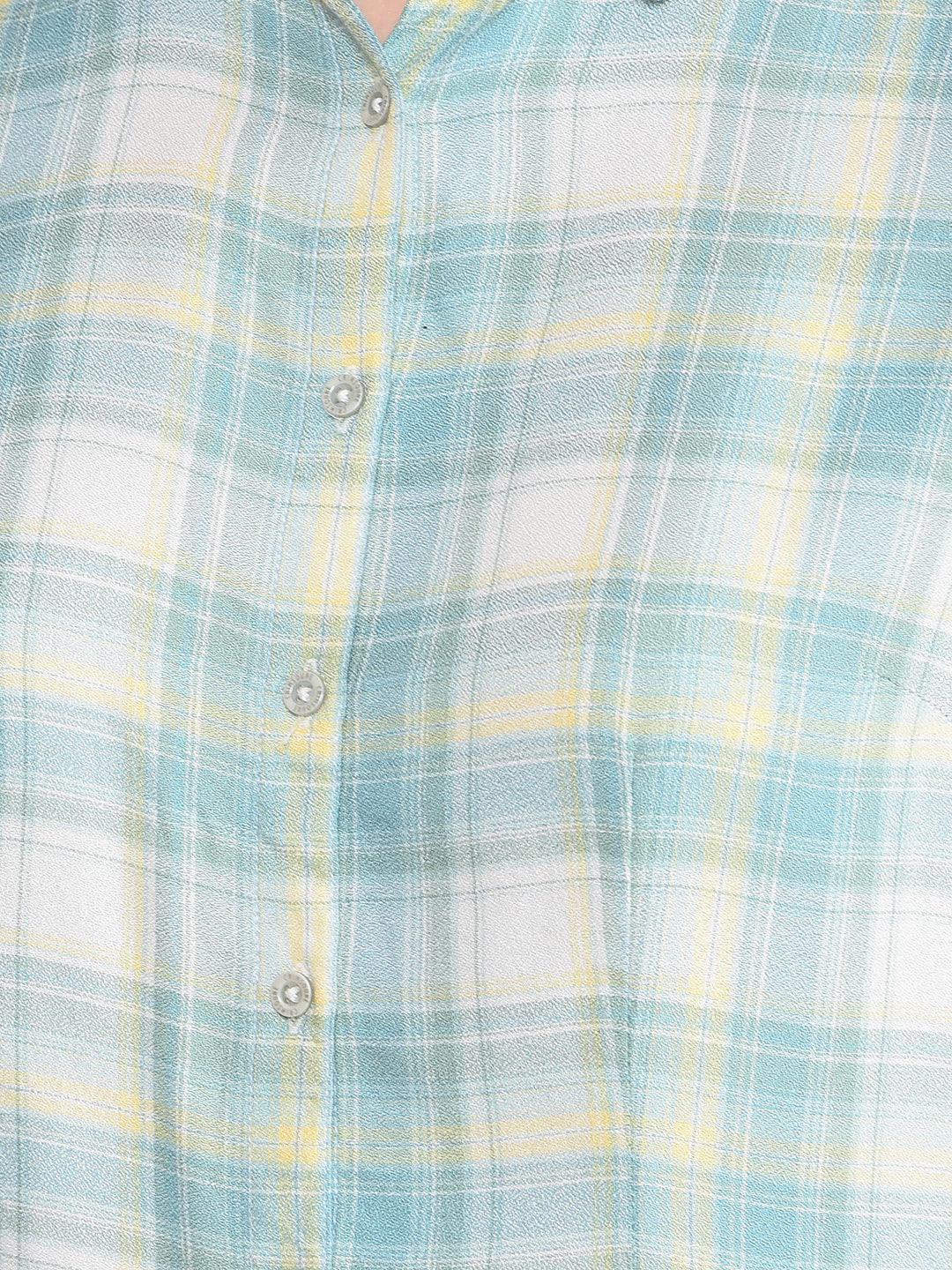 Green Checked Linen Shirt-Women Shirts-Crimsoune Club