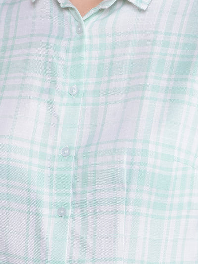 Green Checked Shirt-Women Shirts-Crimsoune Club