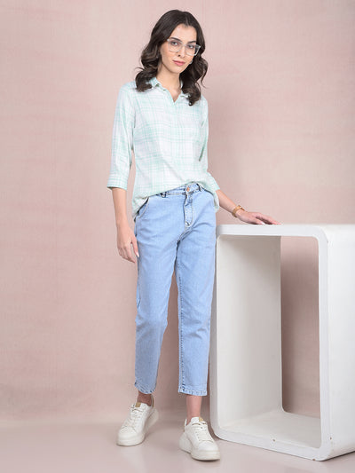 Green Checked Shirt-Women Shirts-Crimsoune Club