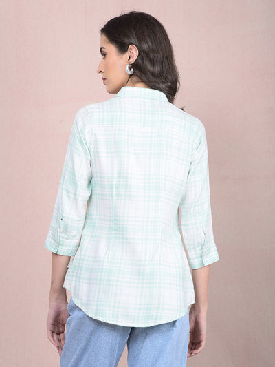 Green Checked Shirt-Women Shirts-Crimsoune Club