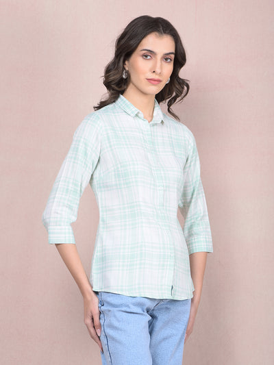 Green Checked Shirt-Women Shirts-Crimsoune Club