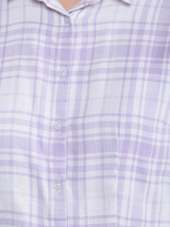 Purple Checked Shirt-Women Shirts-Crimsoune Club