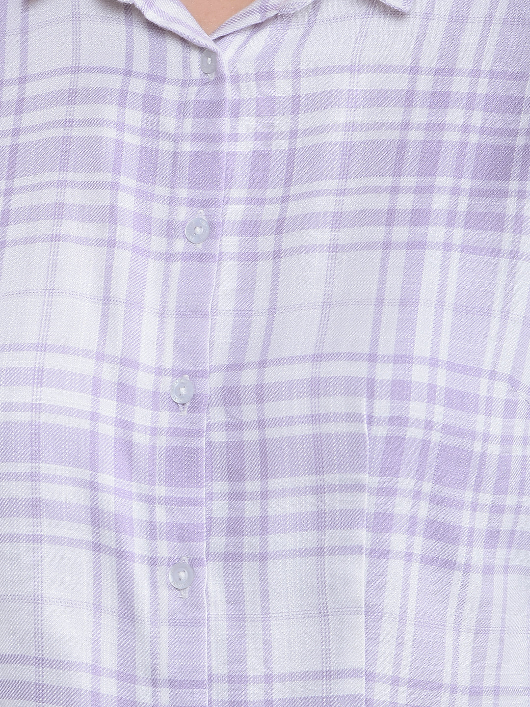 Purple Checked Shirt-Women Shirts-Crimsoune Club