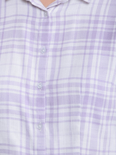 Purple Checked Shirt-Women Shirts-Crimsoune Club