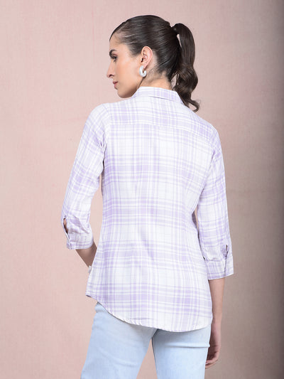 Purple Checked Shirt-Women Shirts-Crimsoune Club