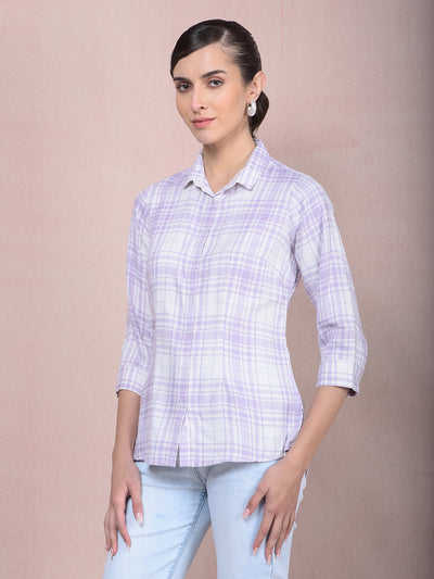 Purple Checked Shirt-Women Shirts-Crimsoune Club