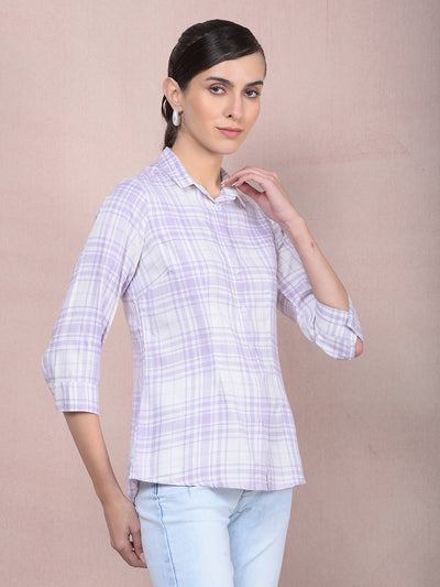 Purple Checked Shirt-Women Shirts-Crimsoune Club