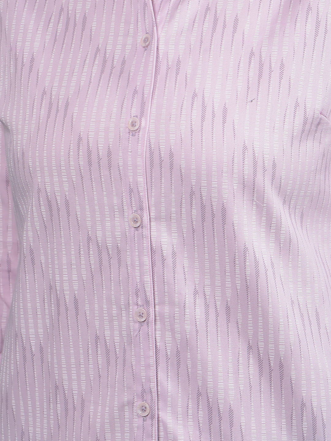 Pink Vertical Stripes V-Neck Shirt-Women Shirts-Crimsoune Club