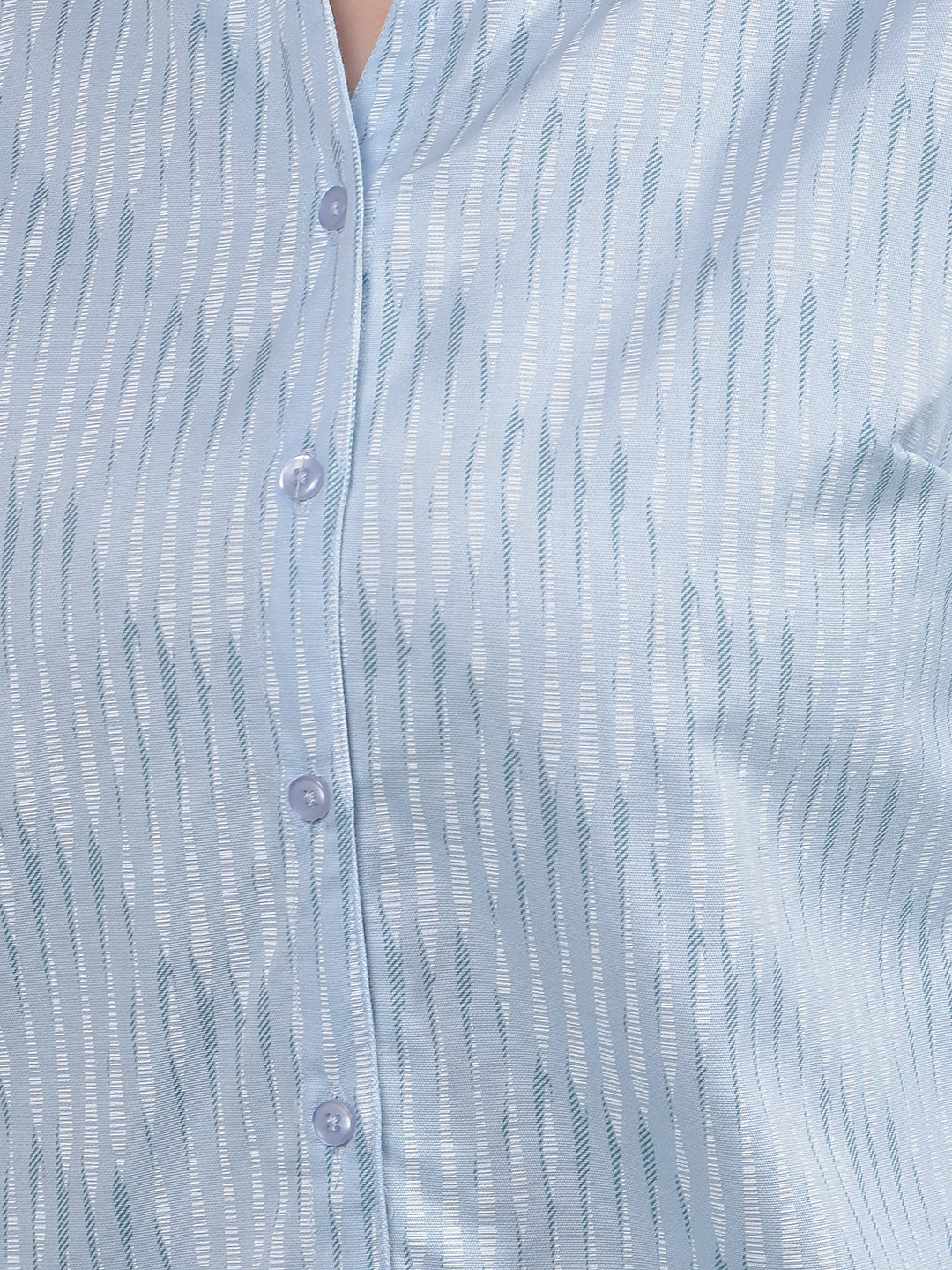 Blue Vertical Stripes V-Neck Shirt-Women Shirts-Crimsoune Club