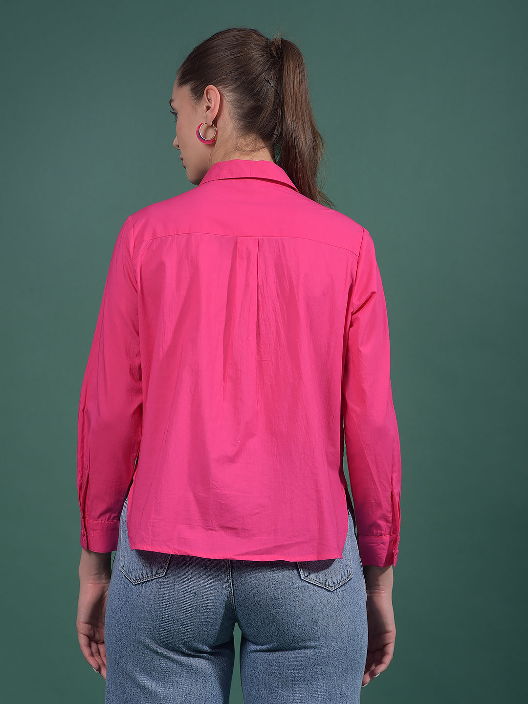 Red Embroidered 100% Cotton Shirt-Women Shirts-Crimsoune Club