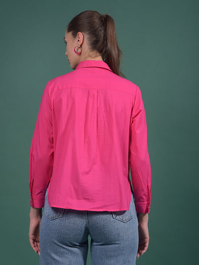 Red Embroidered 100% Cotton Shirt-Women Shirts-Crimsoune Club
