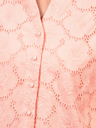 Orange Embroidered 100% Cotton Crop Shirt-Women Shirts-Crimsoune Club