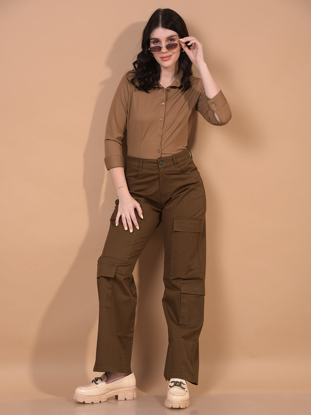 Women's Brown Shirt-Women Shirts-Crimsoune Club