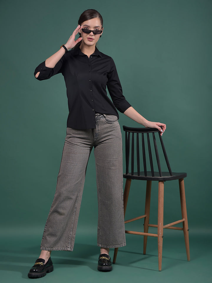 Black Shirt-Women Shirts-Crimsoune Club