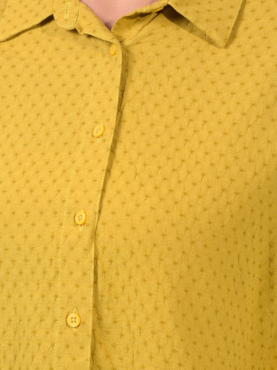 Women's Mustard Crop-Length Shirt-Women Shirts-Crimsoune Club