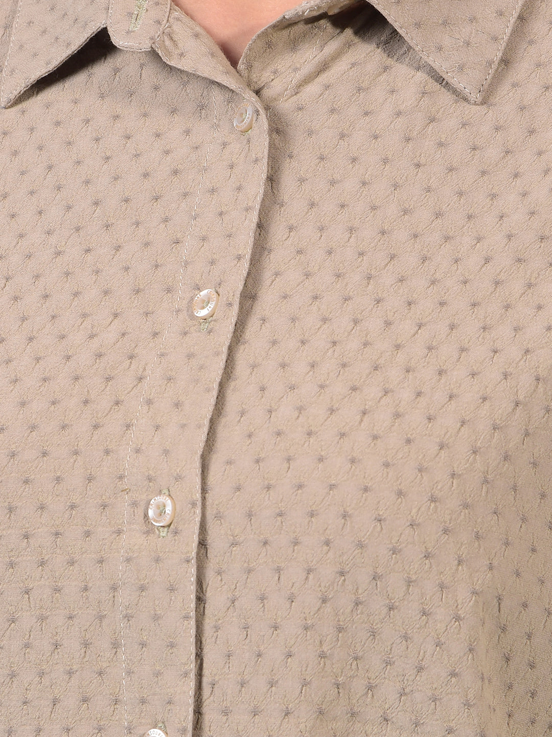 Women's Brown Crop-Length Shirt-Women Shirts-Crimsoune Club