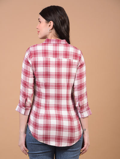 Women's Maroon Checked Shirt-Women Shirts-Crimsoune Club