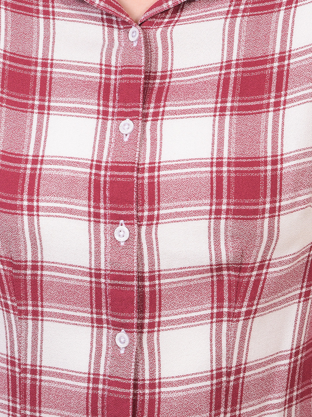Women's Maroon Checked Shirt-Women Shirts-Crimsoune Club