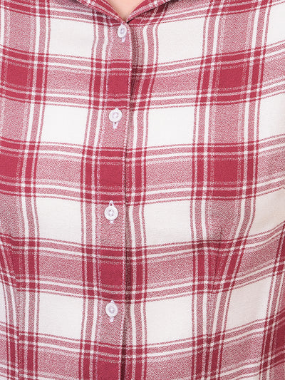 Women's Maroon Checked Shirt-Women Shirts-Crimsoune Club