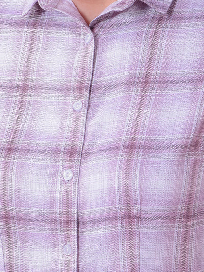 Purple Checked Shirt-Women Shirts-Crimsoune Club