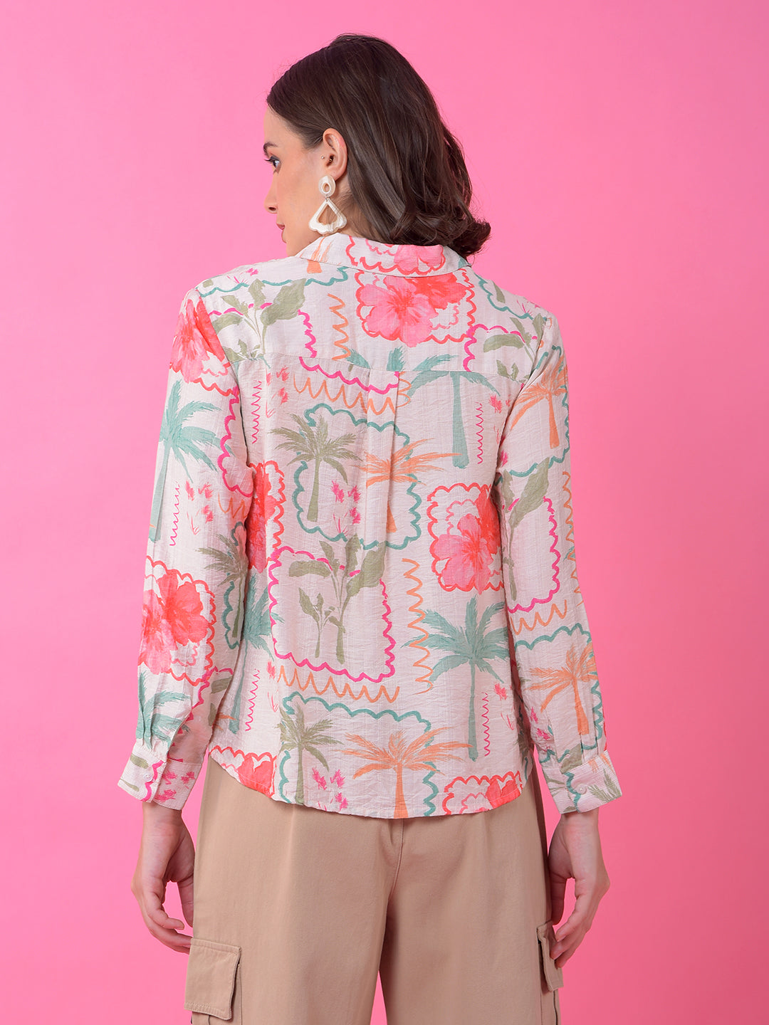 Multi-Color Floral Print Shirt-Women Shirts-Crimsoune Club