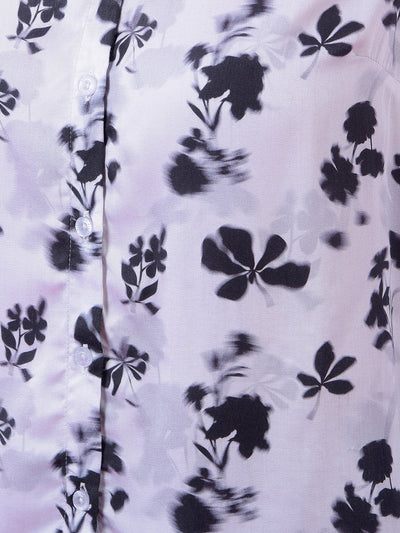 White Floral Print Shirt-Women Shirts-Crimsoune Club