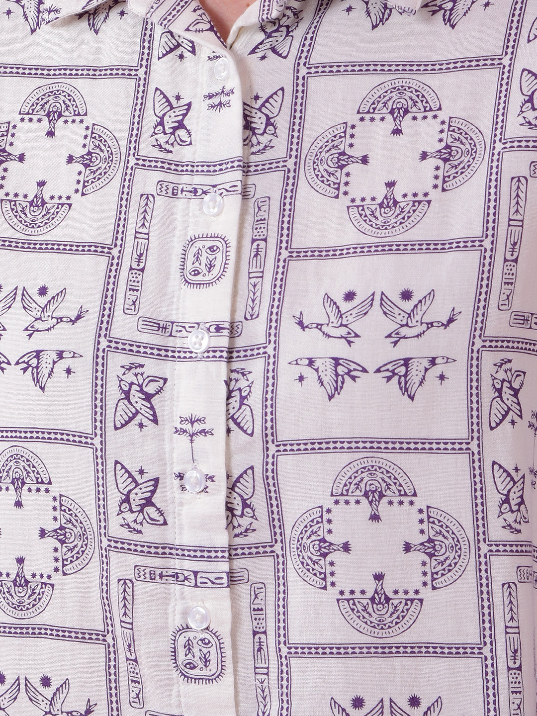 Purple Printed 100% Cotton Shirt-Women Shirts-Crimsoune Club