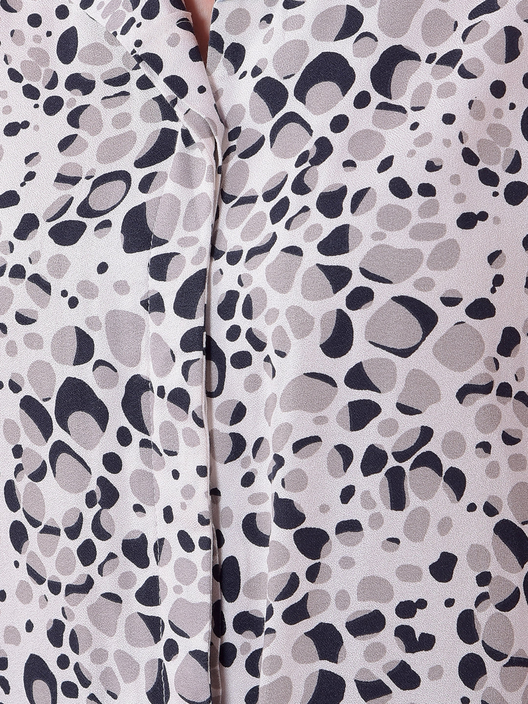 Grey Printed Notched Lapel Shirt-Women Shirts-Crimsoune Club