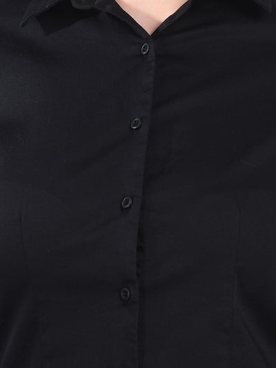 Noir Sculpt Formal Shirt-Women Shirts-Crimsoune Club