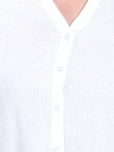 Minimalist Mandarin Collar Shirt-Women Shirts-Crimsoune Club