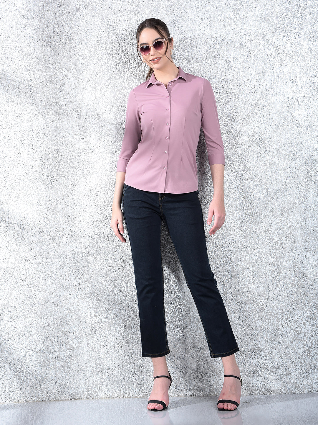 Mauve Grace Tailored Shirt-Women Shirts-Crimsoune Club