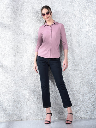 Mauve Grace Tailored Shirt-Women Shirts-Crimsoune Club