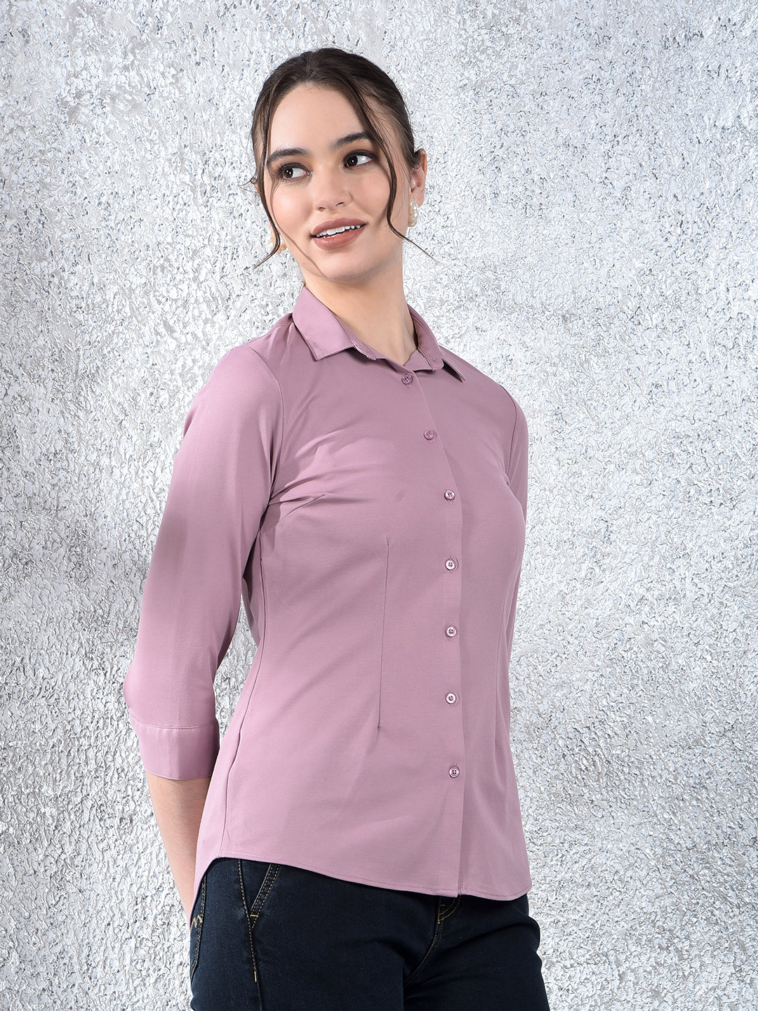 Mauve Grace Tailored Shirt-Women Shirts-Crimsoune Club
