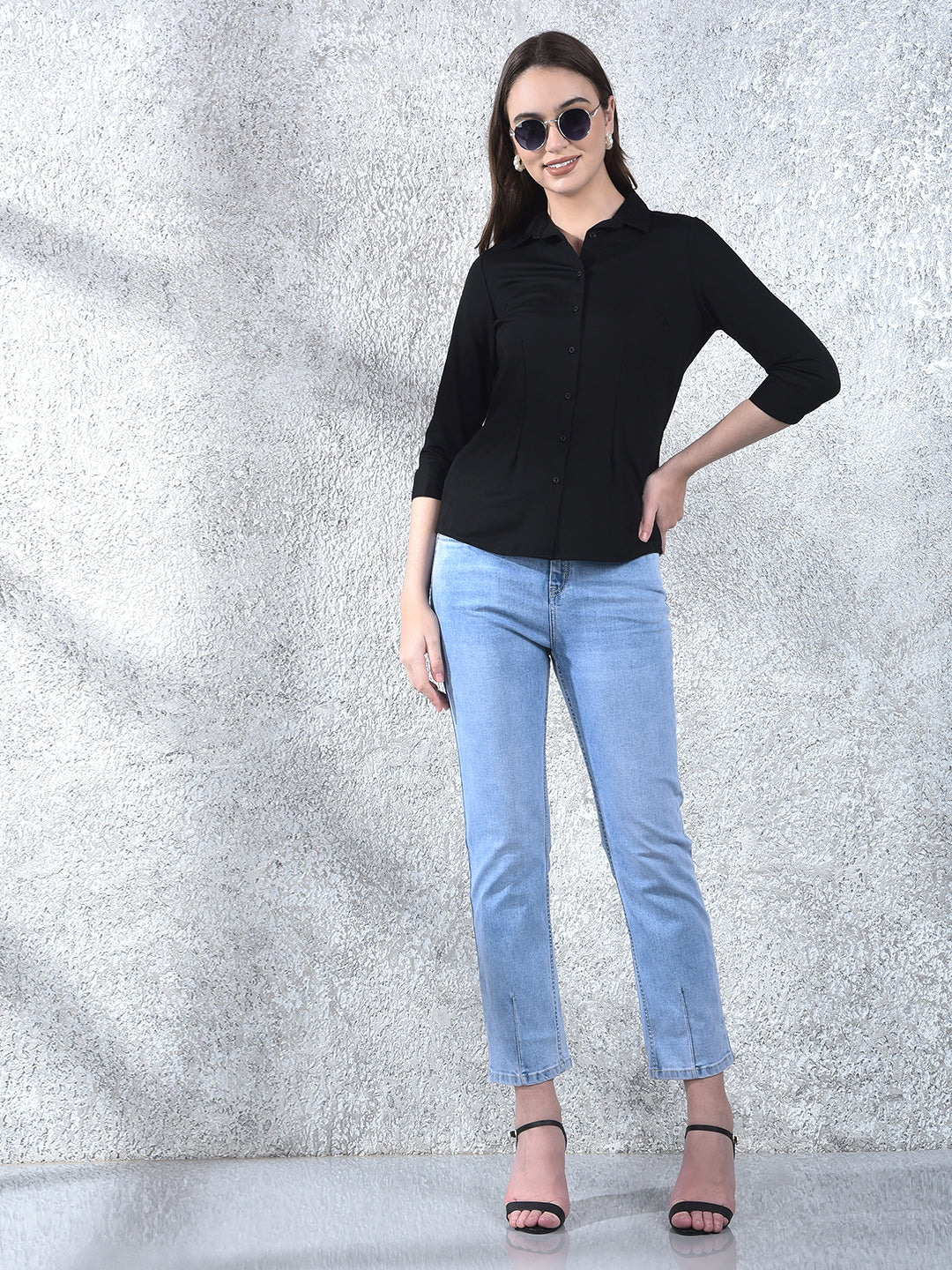 Midnight Essential Tailored Shirt-Women Shirts-Crimsoune Club