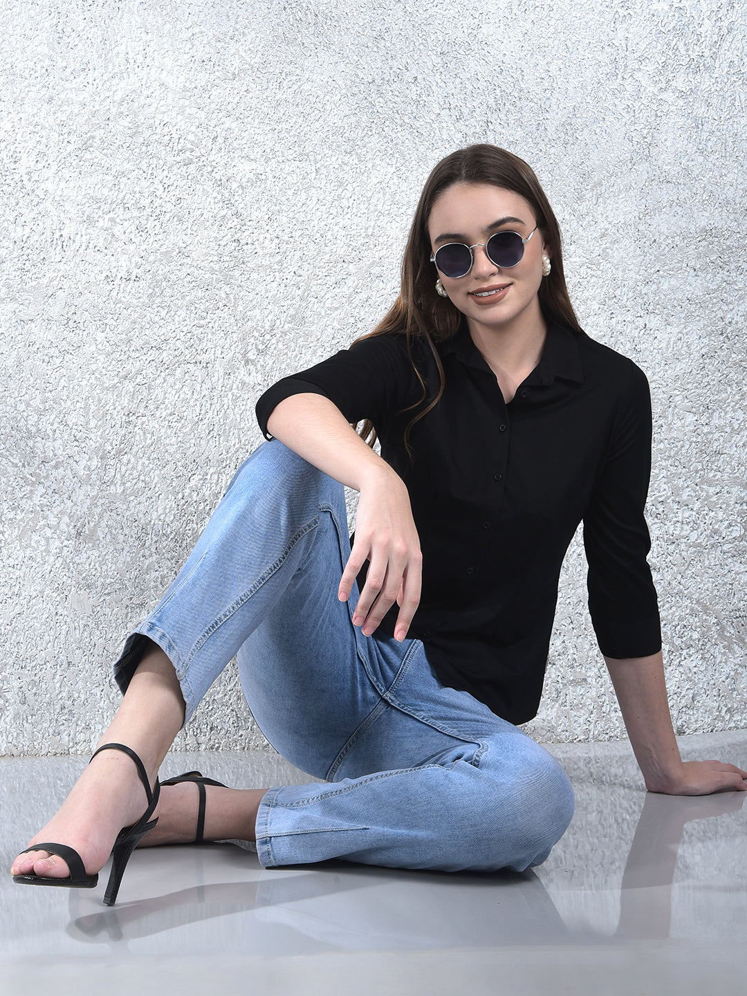 Midnight Essential Tailored Shirt-Women Shirts-Crimsoune Club