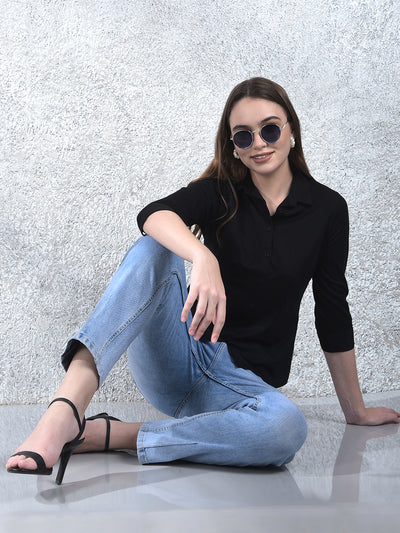 Midnight Essential Tailored Shirt-Women Shirts-Crimsoune Club