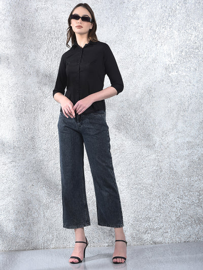 Jet Black Classic Formal Shirt-Women Shirts-Crimsoune Club