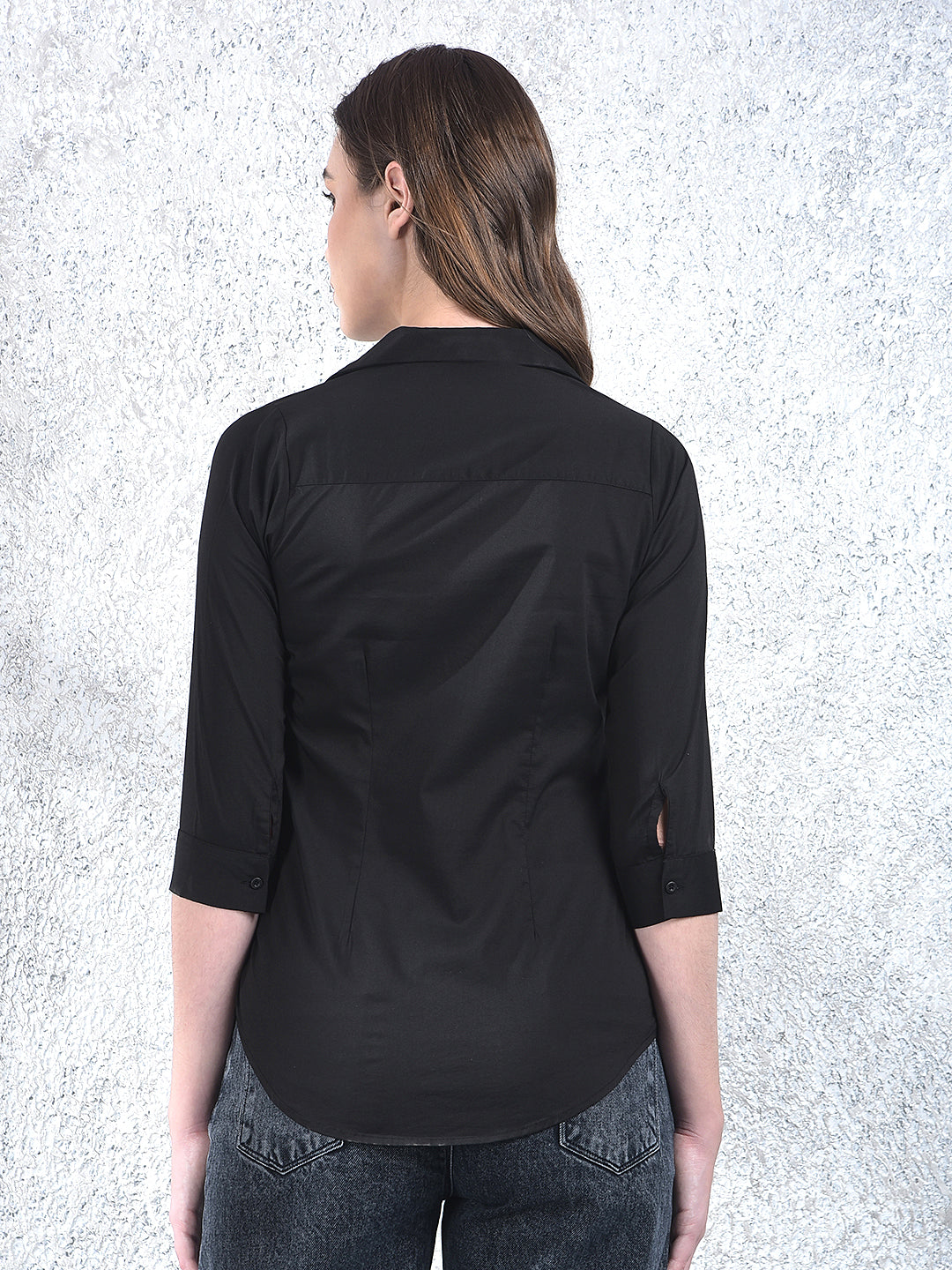 Jet Black Classic Formal Shirt-Women Shirts-Crimsoune Club