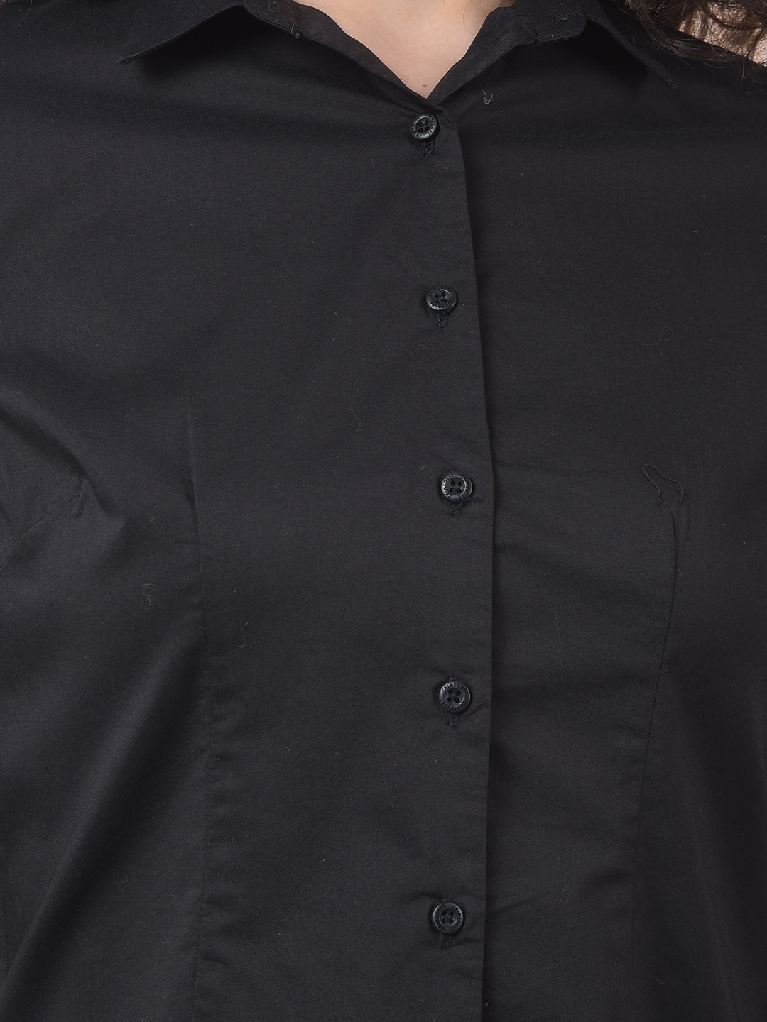 Jet Black Classic Formal Shirt-Women Shirts-Crimsoune Club