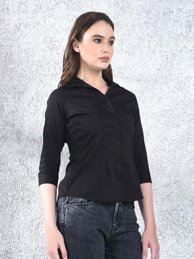 Jet Black Classic Formal Shirt-Women Shirts-Crimsoune Club