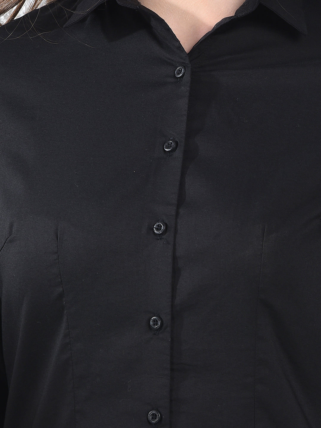 Jet Black Classic Formal Shirt-Women Shirts-Crimsoune Club