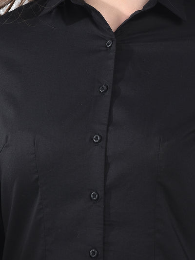 Jet Black Classic Formal Shirt-Women Shirts-Crimsoune Club
